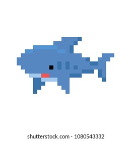 Tiburón gráfico pixelado - ilustración vectorial aislada