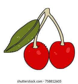 Pixelated cherry isolated on white background, Vector illustration