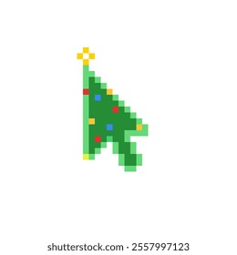 Pixelated of Christmas theme cursor. Tech Symbols in Computer and Programming Style for IT Companies