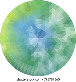 Pixelated circle. Triangles vector background.