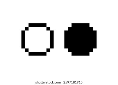 Pixelated circular icons in black and white Vector