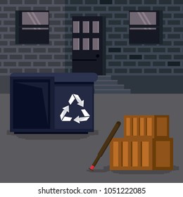 Pixelated city videogame scenery