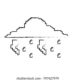 pixelated cloud rain thunderbolt storm weather