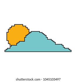 pixelated cloud and sun weather day