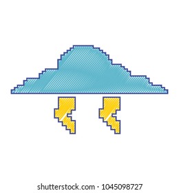 pixelated cloud and thunderbolt weather storm