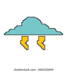 pixelated cloud and thunderbolt weather storm