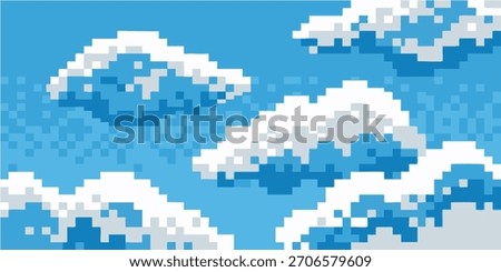 Pixelated Clouds on a Bright Blue Sky A Digital Illustration of a Sunny Day