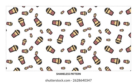 Pixelated Coffee Cups Background for Minimalist and Aesthetic Design