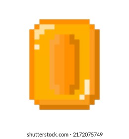 Pixelated coin icon. Cute coin icon isolated. Vector illustration. Pixel art icon.