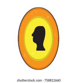 Pixelated coin isolated on white background, Vector illustration