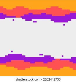 Pixelated Colorful Summer Frame, Horizontal Orange-Red-Purple Wave
