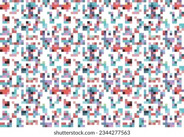 Pixelated Colorful Vibrant Geometric grid modern abstract pixel Noise Vector texture, Tile seamless pattern background