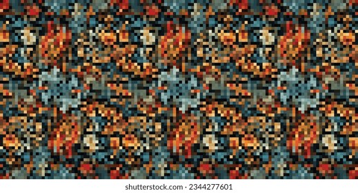 Pixelated Colorful Vibrant Geometric grid modern abstract pixel Noise Vector texture, Tile seamless pattern background