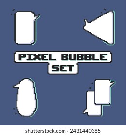 Pixelated comic bubble chats Set Vector illustration