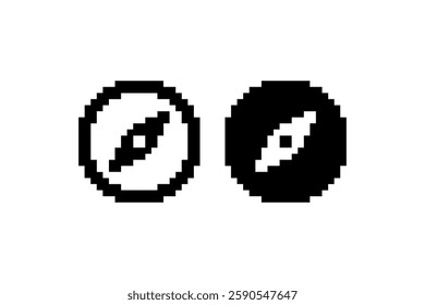 Pixelated compass icons in retro 8-bit style Vector