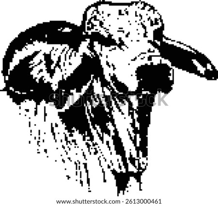 Pixelated cow looking at you begrudgingly