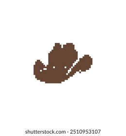 Ícone de chapéu de cowboy pixelado. Retro-estilo chapéu de cowboy marrom pixel gráfico design de arte