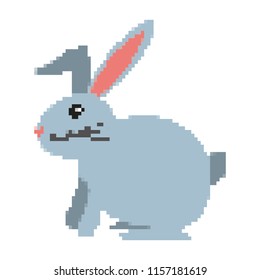 pixelated cute rabbit wild animal