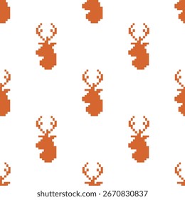 A pixelated deer head pattern repeating across a surface