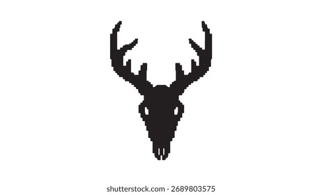 Pixelated deer skull with transparent background