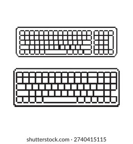 Pixelated depiction of two computer keyboards in black and white