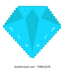 Pixelated diamond isolated on white background, Vector illustration