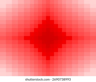 pixelated digital graphic artwork, red and white abstract pattern diamond-like shape in the center bright red area that fades to white at the edges. used as a digital wallpaper or background.