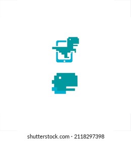 pixelated dinosaur head emblem design