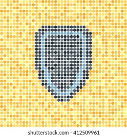 Pixelated dot vector shield on yellow background