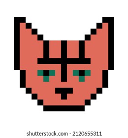 pixelated drawing of a cat's muzzle, isolated on a white background