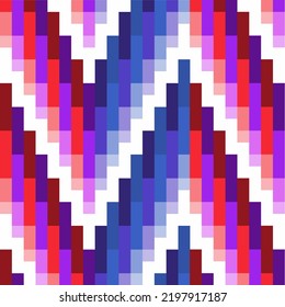 Pixelated Duo Tones Zigzag Pattern Texture, Pink And Blue