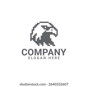 Pixelated Eagle Head Logo for a Company