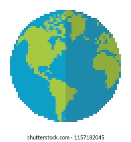 pixelated earth planet word map