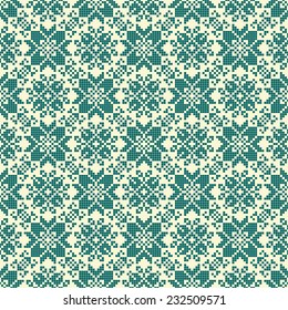 pixelated embroidery floral folk pattern