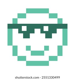 emojis pixelados com óculos escuros isolados