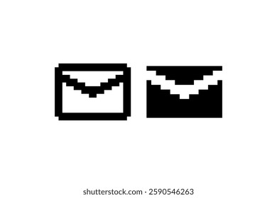 Pixelated envelope icon in 8-bit style Vector