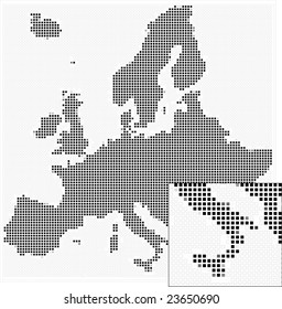 Pixelated Europe map