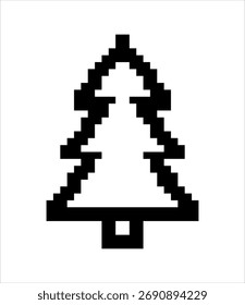 Icono de árbol de hoja perenne aislado en el fondo blanco Gráfico para la temporada de Festiva