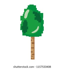 pixelated exotic tree leaves with stalk