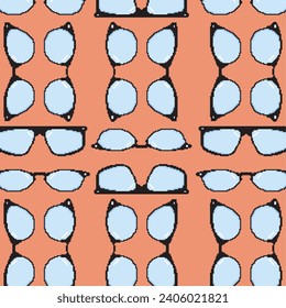 Pixelated eyeglasses pattern background Vector illustration