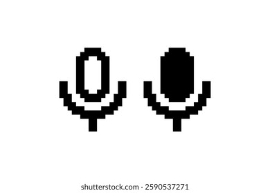 Pixelated eyes icon in 8-bit style Vector