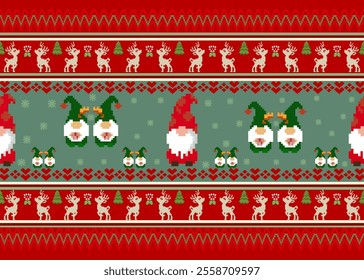 Pixelated fabric pattern Pixelated Christmas. Abstract. Ethnic seasonal. For decorating woven fabrics, backgrounds, clothing, carpets, curtains, cards, or as desired.