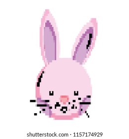 pixelated female rabbit head animal