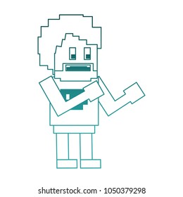 Pixelated fighter man character