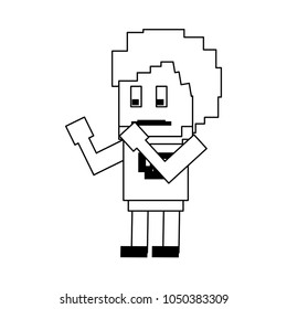 Pixelated fighter man character