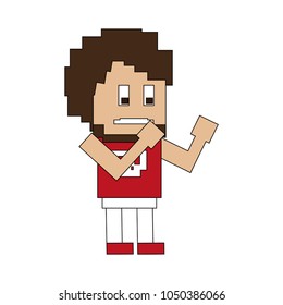 Pixelated fighter man character