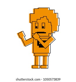 Pixelated fighter man character