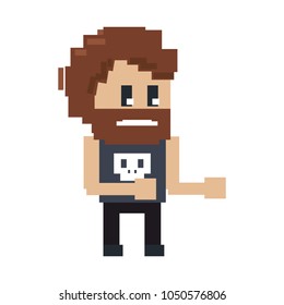 Pixelated fighter man character