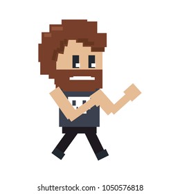 Pixelated fighter man character
