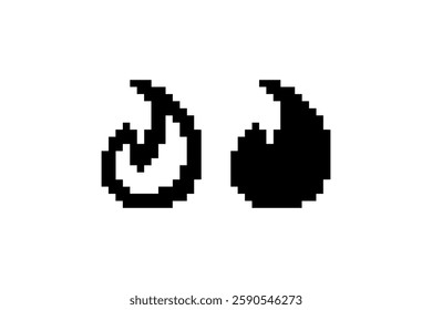 Pixelated fire icon in 8-bit style Vector